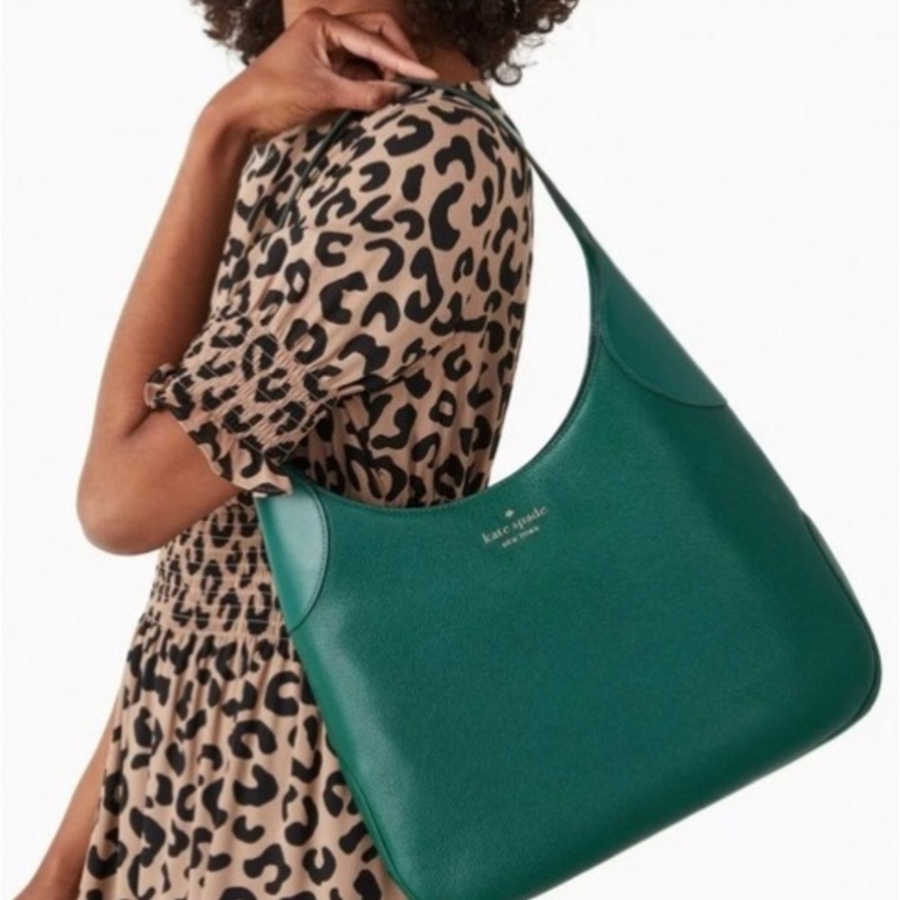 KATE SPADE ♠️ New York "Aster" 💚DEEP JADE GREEN💚LEATHER SHOULDER BAG 🌟EUC🌟 - Picture 3 of 17
